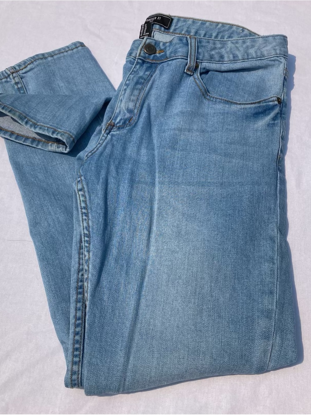 Forever 21 Mens Stonewashed Denim Jeans Slim Fit 34” X 31”